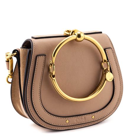 chloe nile biscotti beige|CHLOE Calfskin Suede Small Nile Bracelet Bag Biscotti Beige .